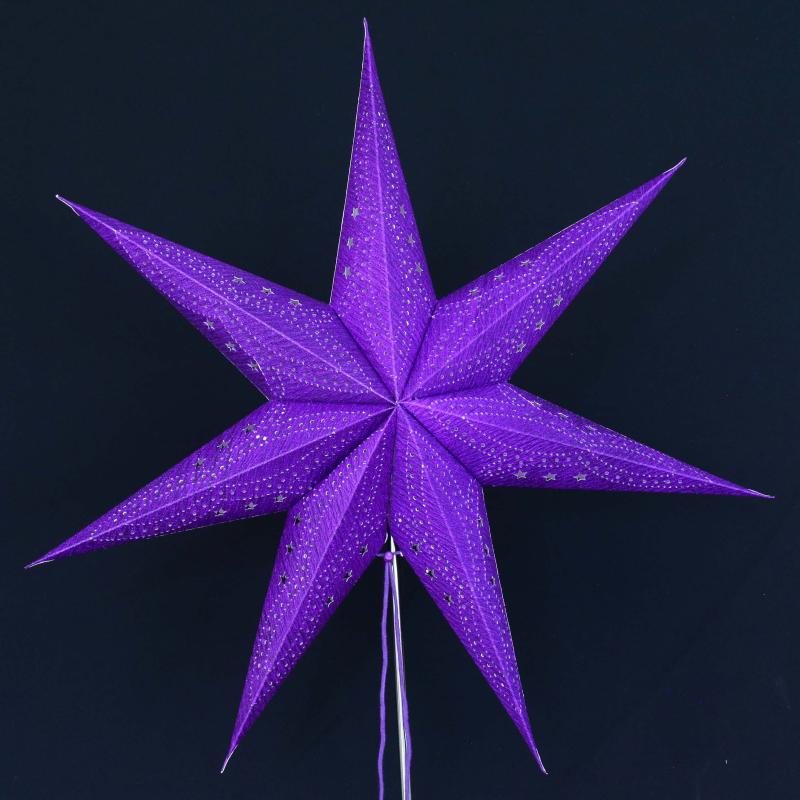 MINORIS lila - Faltbarer Leuchtstern, Weihnachtsstern aus Papier mit 7 Zacken, 60 cm